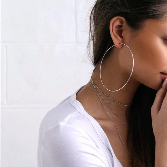 Jewelry - 1 left! Oversized Silver Hoops